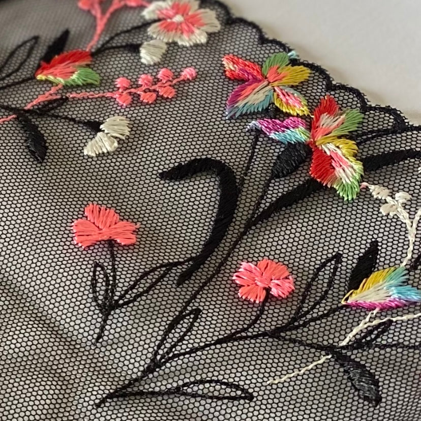 Embroidered Mesh Fabric -  UK