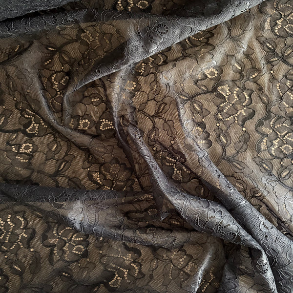 Allover Rigid Corded Lace (In Beige, Raspberry & Black) - 1m