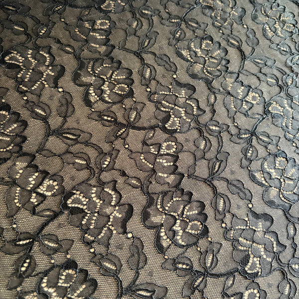 Allover Rigid Corded Lace (In Beige, Raspberry & Black) - 1m