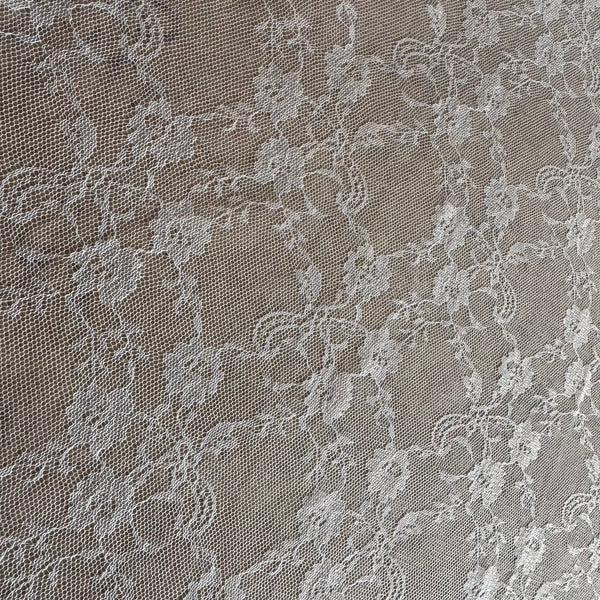 Ivory Greige Off White Allover Leavers Lace - 1m