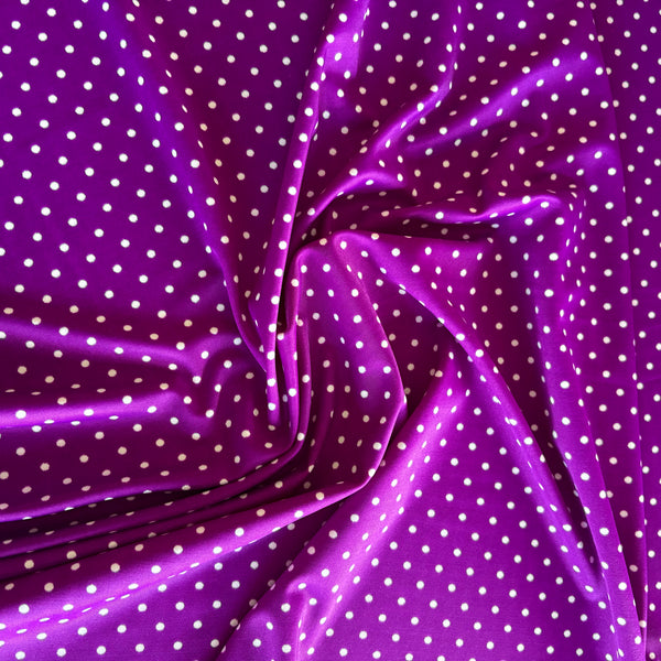 Pink and Purple with White Polka Dot Spotty Lycra Fabric - 1m