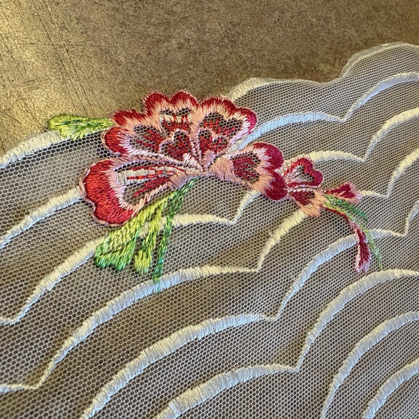 Ivory Black Beige & Brown Floral Stretch Embroidery Edging “Lace” (23cm Wide) - 1m