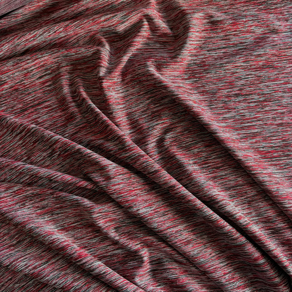 Midnight Sea, Festival Red & Blue Grey “Marle” lightweight Nylon Lycra Jersey - 1m