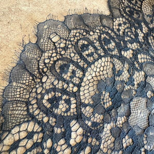 Black Corded Eyelash Lace (18cm Wide) - 1m