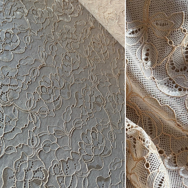 Allover Rigid Corded Lace (In Beige, Raspberry & Black) - 1m