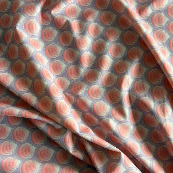 Pink & Grey Shell Print Nylon Lycra Fabric - 1m