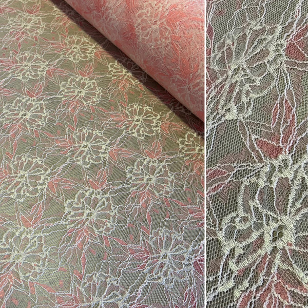 Rigid Floral Allover Lace (In Pink, Purple & Chocolate Brown) - 1m