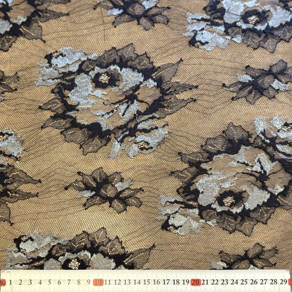 Floral Shimmer & Shine Allover Lace (In Scarlet, Black / Silver & Aqua / Silver) - 1m