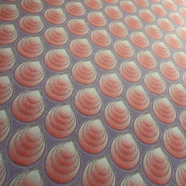 Pink & Grey Shell Print Nylon Lycra Fabric - 1m