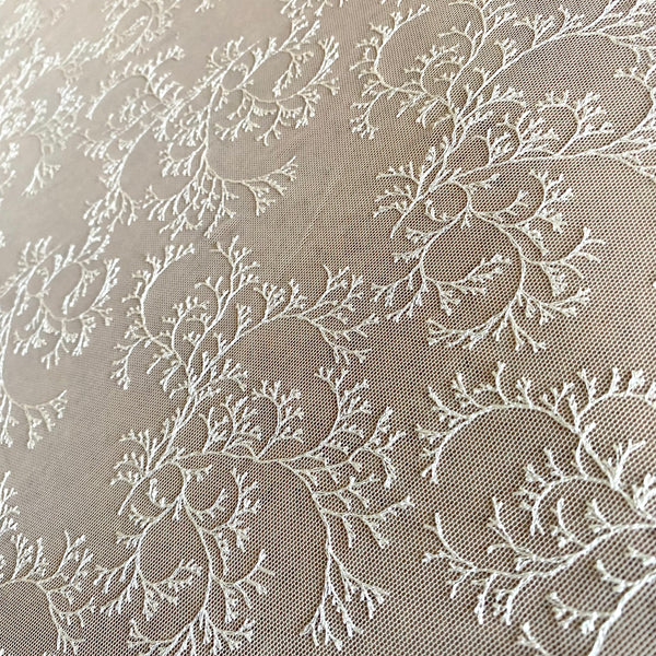 Ivory Allover Stretch Frosty Sparkle Embroidery - 1m