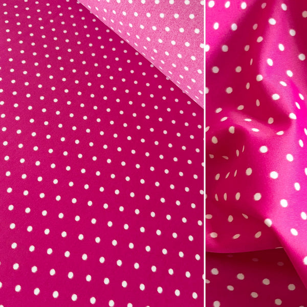 Pink and Purple with White Polka Dot Spotty Lycra Fabric - 1m
