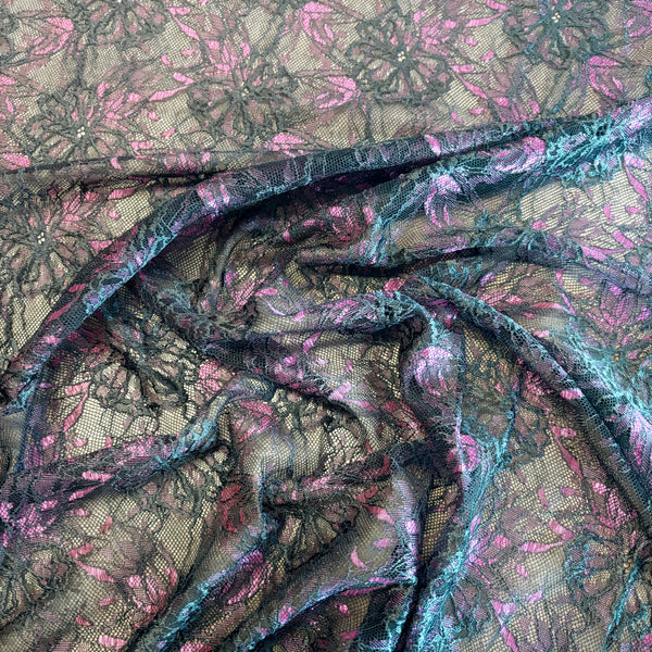 Rigid Floral Allover Lace (In Pink, Purple & Chocolate Brown) - 1m