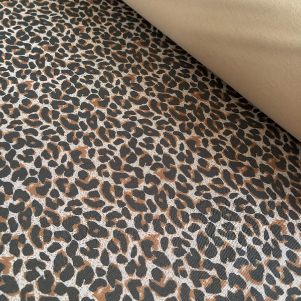 Leopard Skin Mesh backed with Skintone Soft Touch Stretch Cotton Jersey - 1m