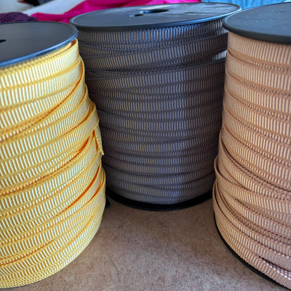 Ribbed Scallop Edge Soft Plush Back Elastic Strapping (All Colours) - 10m