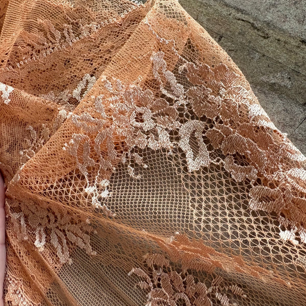 Toasted Nut & Purple Haze Stretch Galloon Lace (20.5cm Wide) - 1m