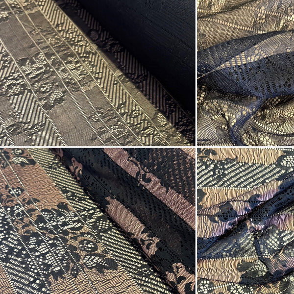 Black or Black & Bronze Allover Stretch Noyon Lace (120cm/150cm wide) - 1m