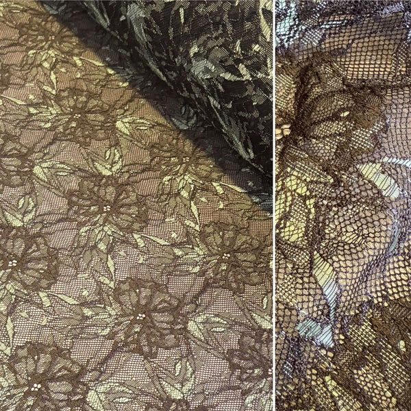 Rigid Floral Allover Lace (In Pink, Purple & Chocolate Brown) - 1m