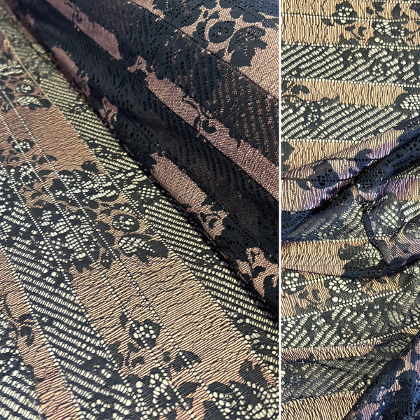 Black or Black & Bronze Allover Stretch Noyon Lace (120cm/150cm wide) - 1m