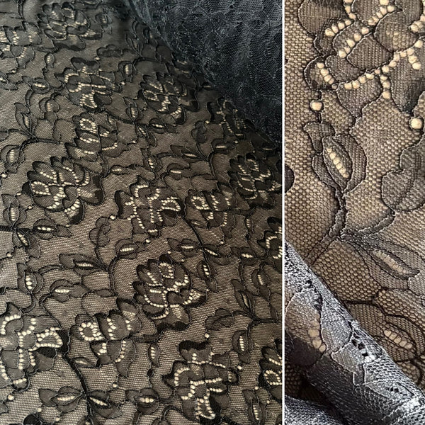 Allover Rigid Corded Lace (In Beige, Raspberry & Black) - 1m