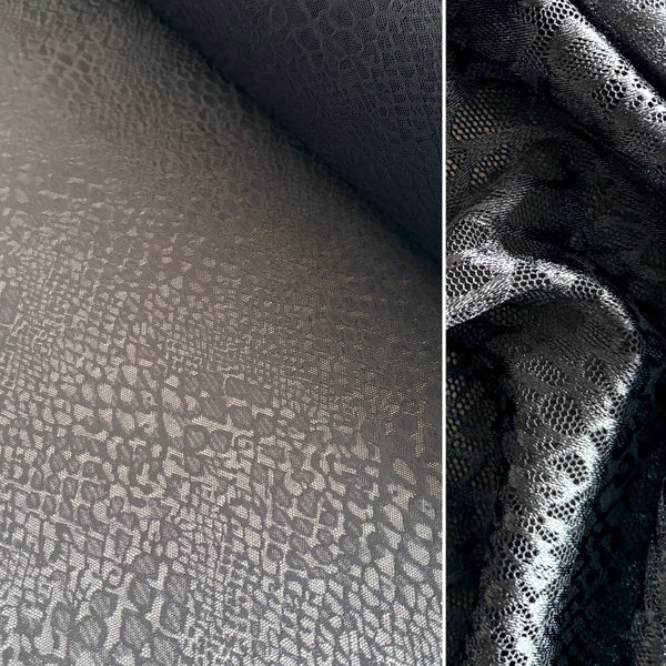 Leopard Allover Stretch Lace Mesh in Ice Blue, Gunmetal Grey and Blush (140cm wide) - 1m