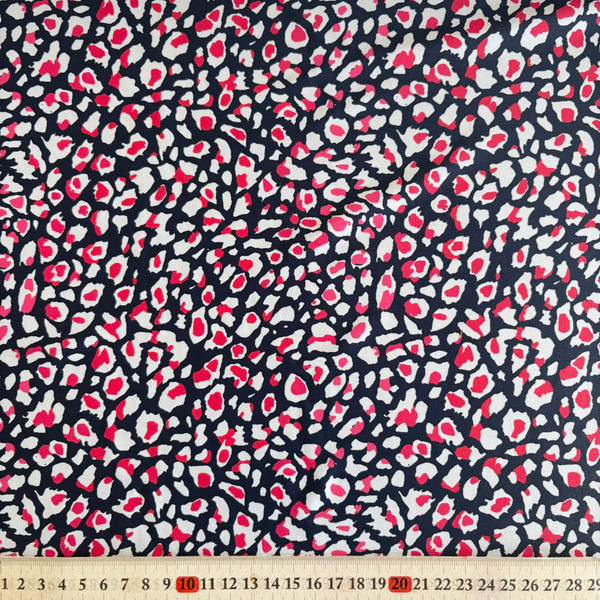 Navy Pink & White Leopard Lycra Fabric - 1m