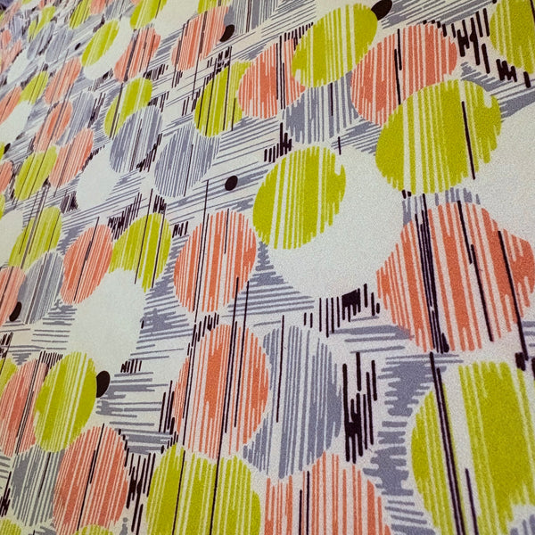 Yellow Grey & Pink Circles Boselli BiLight Super Soft Matt 2Way Stretch Poly Georgette Chiffon (100cm wide) - 1m