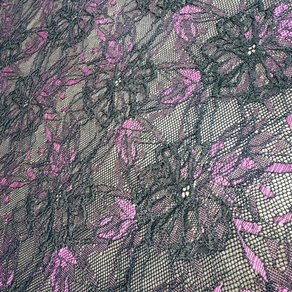 Rigid Floral Allover Lace (In Pink, Purple & Chocolate Brown) - 1m