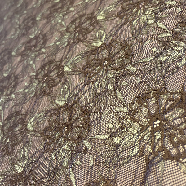 Rigid Floral Allover Lace (In Pink, Purple & Chocolate Brown) - 1m