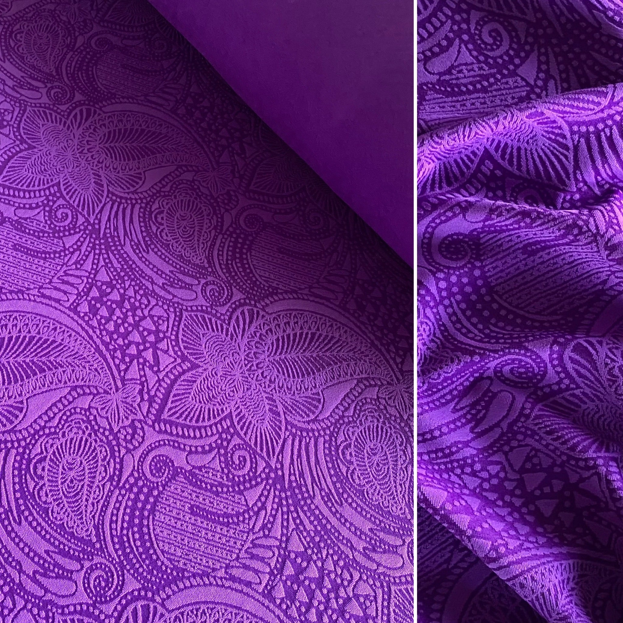 Purple Taupe & Bronze Glitter “Bali” Textured Lycra Fabric - 1m