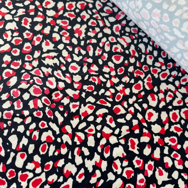 Navy Pink & White Leopard Lycra Fabric - 1m