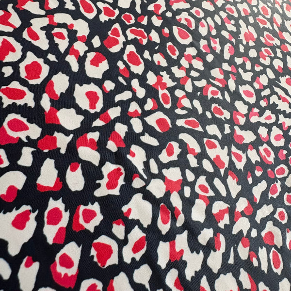 Navy Pink & White Leopard Lycra Fabric - 1m