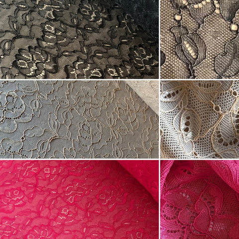 Allover Rigid Corded Lace (In Beige, Raspberry & Black) - 1m