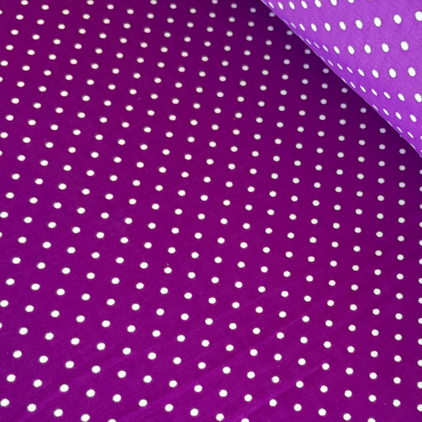 Pink and Purple with White Polka Dot Spotty Lycra Fabric - 1m