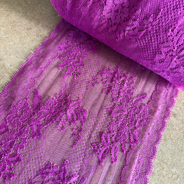 Toasted Nut & Purple Haze Stretch Galloon Lace (20.5cm Wide) - 1m