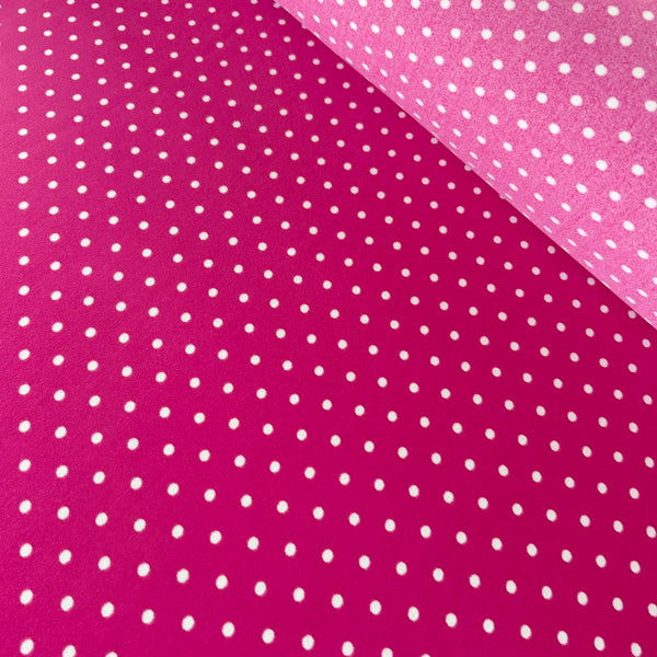 Pink and Purple with White Polka Dot Spotty Lycra Fabric - 1m