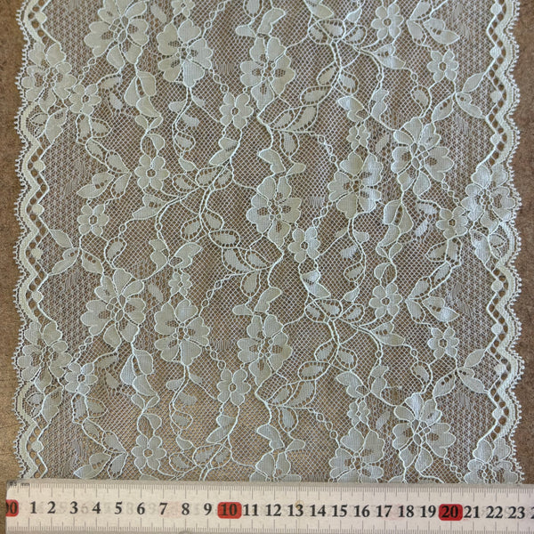 Mint Green Floral Stretch Galloon Lace (23.5cm Wide) - 1m