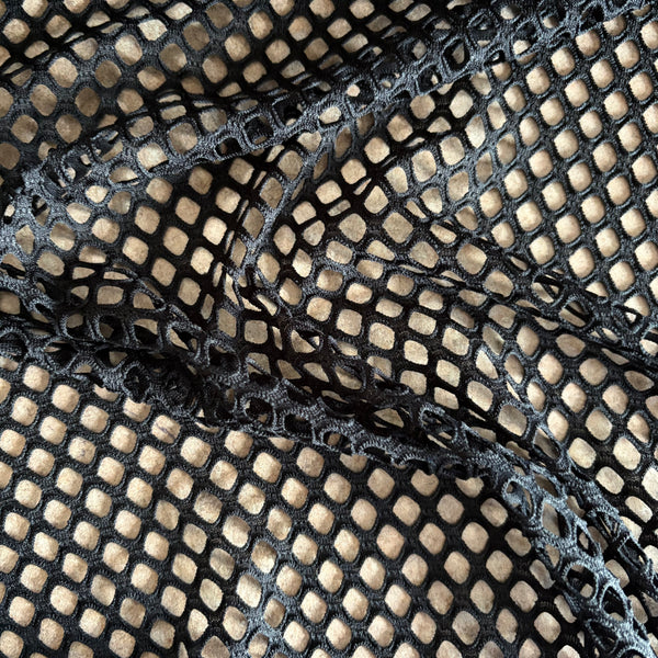 Black Large Hole Soft Fishnet Stretch Mesh Net - 1m
