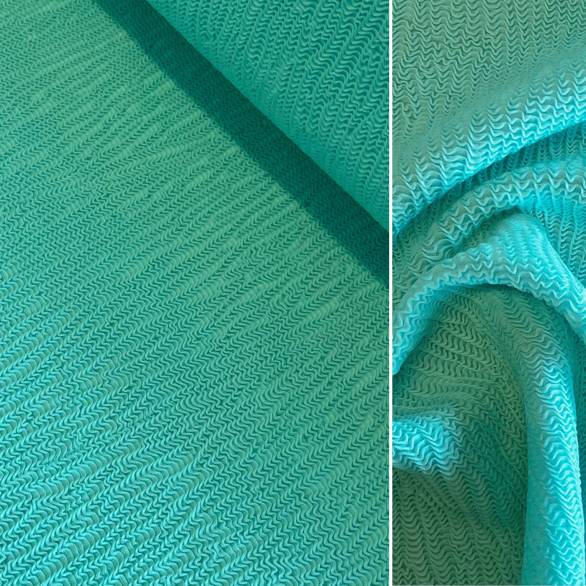 Sea Foam Green Crinkle Textured Lycra Fabric - 1m