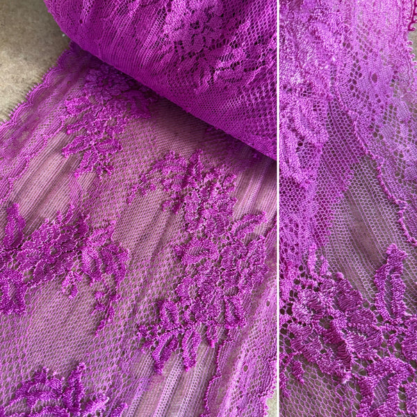 Toasted Nut & Purple Haze Stretch Galloon Lace (20.5cm Wide) - 1m
