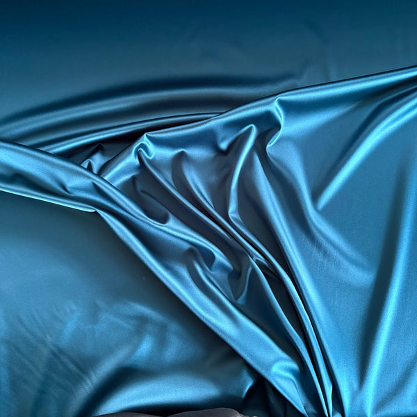 Teal Blue Green Boselli Segrino Stretch Satin (175cm wide) - 1m