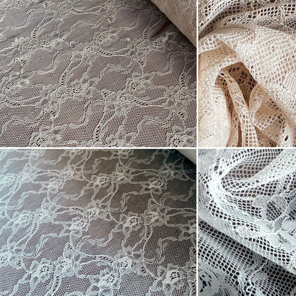Beige / Champagne / Pale Skin & Ivory Floral Allover Lace (140cm wide) - 1m