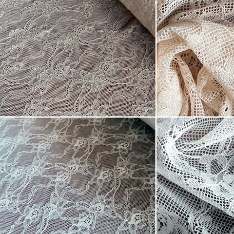 Beige / Champagne / Pale Skin & Ivory Floral Allover Lace (140cm wide) - 1m