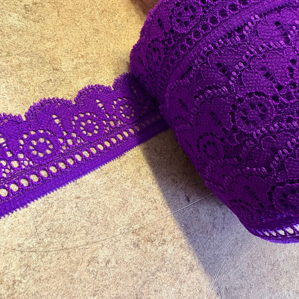 Coral Orange and Purple Lace Trim 4cm Wide - (5m length)