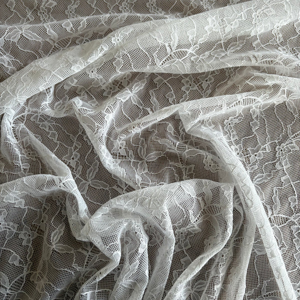 Snow White & Aquamarine Allover Stretch Lace (160cm wide) - 1m