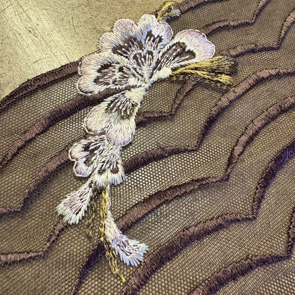 Ivory Black Beige & Brown Floral Stretch Embroidery Edging “Lace” (23cm Wide) - 1m