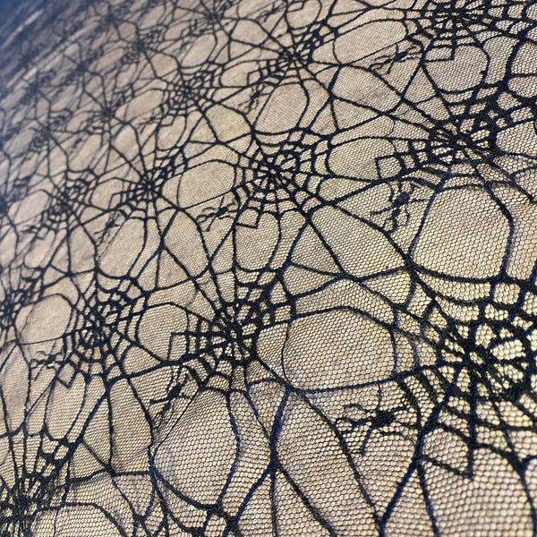 Black Spiderweb Cobweb Lightweight Rigid Lace Net - 1m