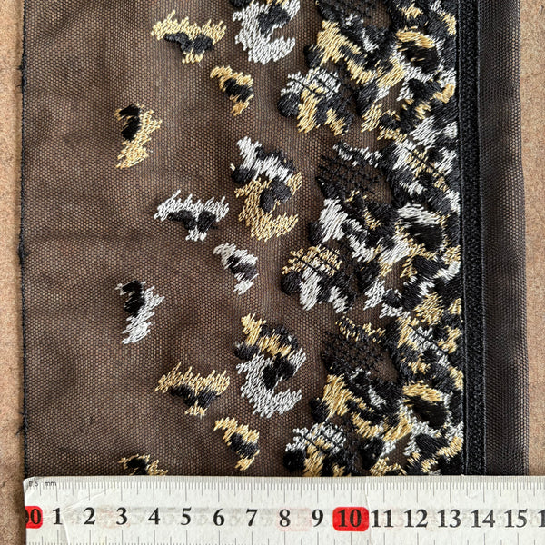 Black, Gold & White Leopard Rigid Embroidery Edging “Lace” (15cm Wide) - 1m