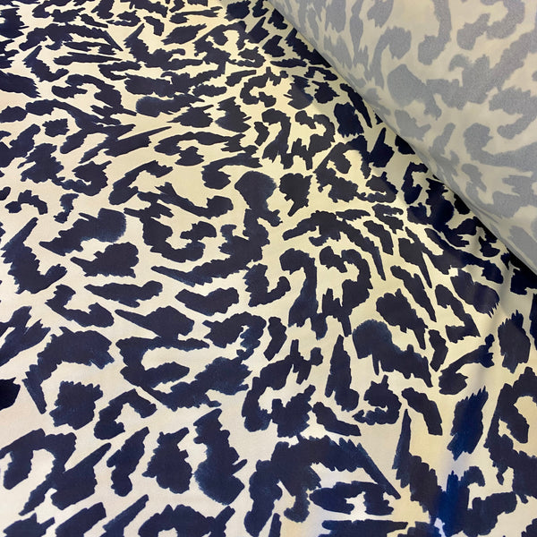 Navy Abstract Digital Leopard Lycra Fabric - 1m