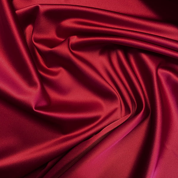 Boselli Segrino Cardinal Ted Maroon Burgundy Stretch Satin (100cm wide) - 1m