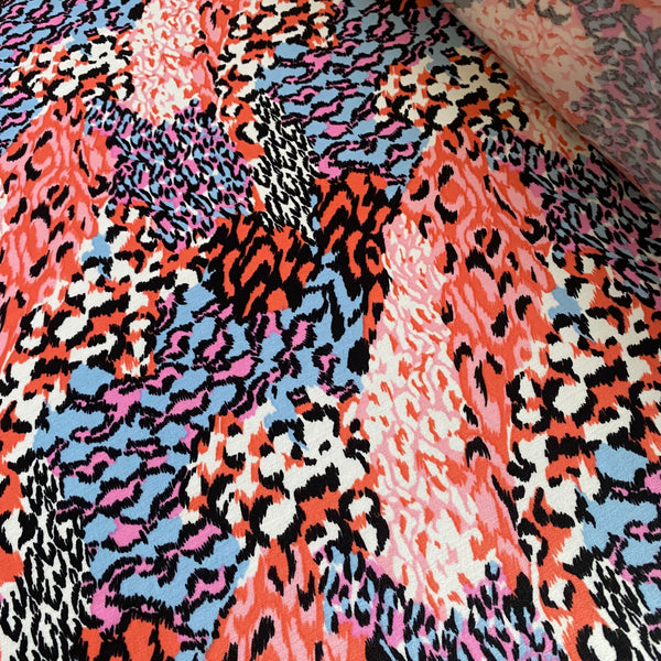 Black Pink Blue Leopard Tiger Lycra Fabric - 1m